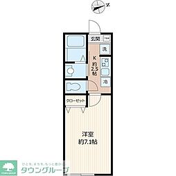 パステールグラン土気 1階1Kの間取り