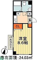 登戸ＮＴステージ 3階1Kの間取り
