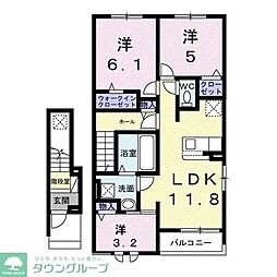 ユウスゲ 2階3LDKの間取り