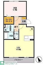 コーポスカイＦ 3階1LDKの間取り
