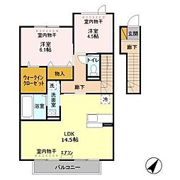 アールグレイＢ 2階2LDKの間取り