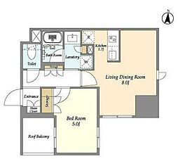 JR総武線 千葉駅 徒歩9分の賃貸マンション 8階1LDKの間取り