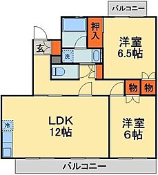 JR総武線 稲毛駅 バス12分 京成団地下車 徒歩3分の賃貸マンション 1階2LDKの間取り