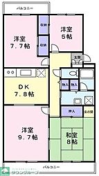 ライトコート斉藤II 4階4DKの間取り