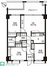 パティオス2番街 3階3LDKの間取り
