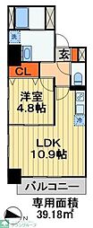 千葉中央・大庄マンション 7階1LDKの間取り