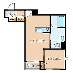 クローレ黒砂台 1階1LDKの間取り