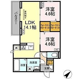 ＣＬＡＳＳＥＵＭ都賀 308 3階2LDKの間取り