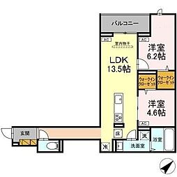 ＣＬＡＳＳＥＵＭ都賀 311 3階2LDKの間取り