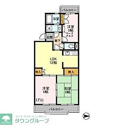 ビューコート学園台 2階3LDKの間取り