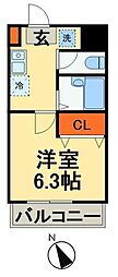 JR総武線 稲毛駅 徒歩10分の賃貸アパート 3階1Kの間取り