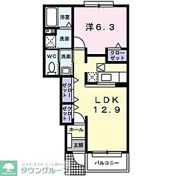 エスポワール1 1LDKの間取図画像