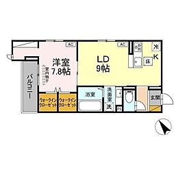 Cradle 1LDKの間取図画像