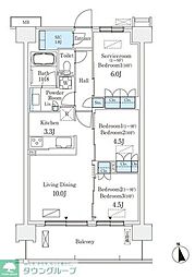 スカイグランデ津田沼 2SLDKの間取図画像