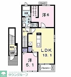 アヴェ・ニュー 2LDKの間取図画像