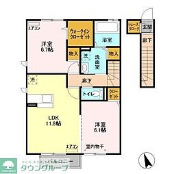 ハーリンガムコート都賀D 2LDKの間取図画像