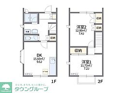 レオパレスパークサイドガーデンハウスB 2LDKの間取図画像