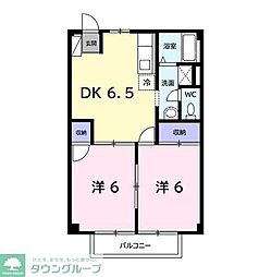 ニューグリーンハイツB 2DKの間取図画像