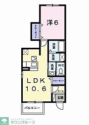 ソレイユA 1LDKの間取図画像