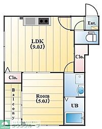 Couleur稲毛東 1LDKの間取図画像