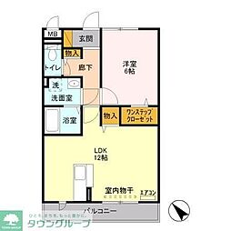 ロイヤルクレッセント西登戸参番館 1LDKの間取図画像