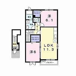 サンアークビレッジ 2LDKの間取図画像