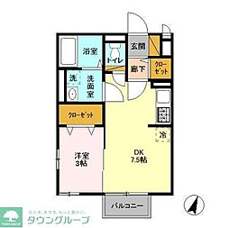 グランモア登戸壱番館 1DKの間取図画像