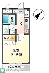 ラ・カーサおゆみ2 1Kの間取図画像