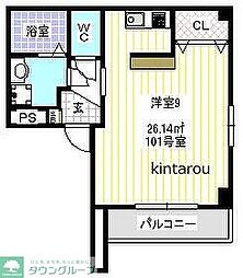 リベルテプレジール蘇我 1Kの間取図画像