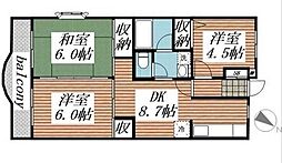 グレープ・パル 3DKの間取図画像