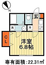 レオパレス亀井町 1Kの間取図画像