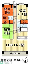 クイーンズレゾン末広 3LDKの間取図画像