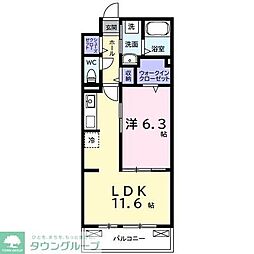 ルポン ボヌール 1LDKの間取図画像