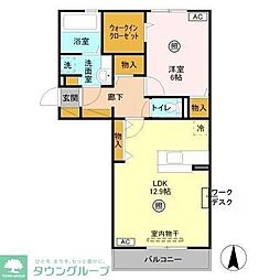 ラフィネフィオーレ 1LDKの間取図画像