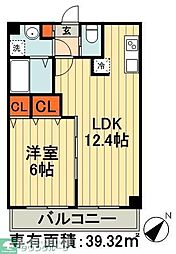 メイアジュール登戸 1LDKの間取図画像