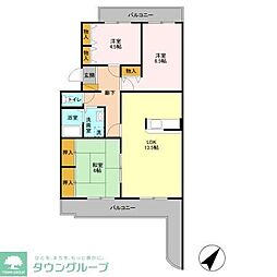 エコガーデンA棟 3LDKの間取図画像
