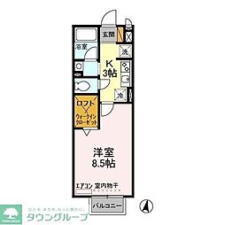 ヴェルデ都町 1Kの間取図画像