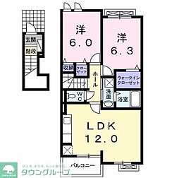 レジデンスアシナ 2LDKの間取図画像