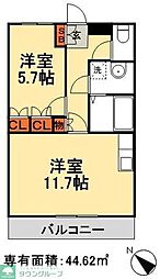 サンフォレスト 1LDKの間取図画像