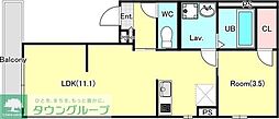 YURION蘇我 1LDKの間取図画像