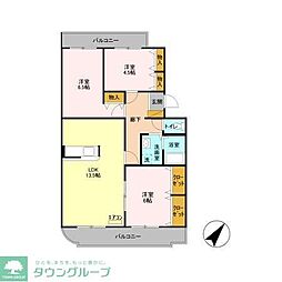 エコガーデンA棟 3LDKの間取図画像