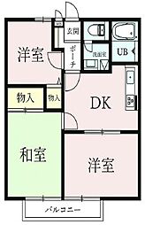 ラフィーネ寒川B棟 3DKの間取図画像