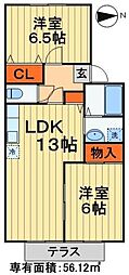 ボヌール 2LDKの間取図画像
