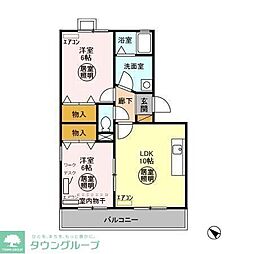 ベイ・コート 2LDKの間取図画像
