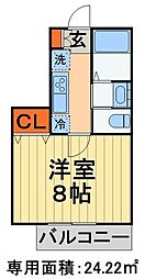 グランツ 1Kの間取図画像