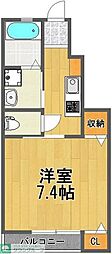 フラットテラス 1Kの間取図画像