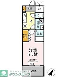 D-ROOM千葉中央 1Kの間取図画像