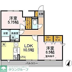 ヴェルデ神明町 2LDKの間取図画像