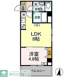 ニュートリノ要 1LDKの間取図画像