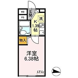 東亜ハーモニー蘇我 1Kの間取図画像